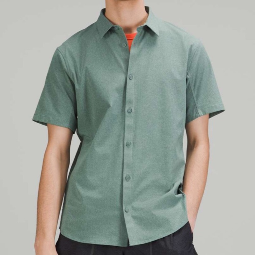 Lululemon Airing Easy Short Sleeve Shirt Heathered Tidewater Teal Men’s S